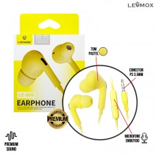 Fone P3 Intra Auricular com Microfone Atende Chamadas Cabo Texturizado Tom Pastel LE-800 Lehmox - Amarelo